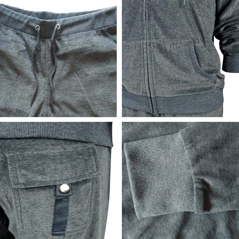 Facitisu Womenâ€™s 2 Piece Tracksuit Set Velour Hoodie & Pants Grey Purple Outfit Long Sleeve Sweatshirt Set Small DK.Grey - Image 5